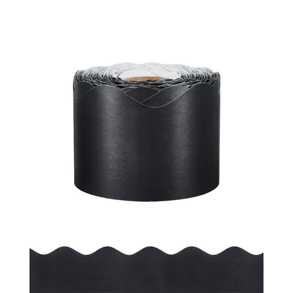 VEVOR Bulletin Board Border, 65.6 Feet Rolled Border Trim, Scalloped Bulletin Board Paper with Wavy Line Design, Classroom Border for Bulletin Board, School, Classroom, and Locker Decoration, Black