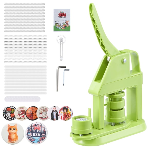 VEVOR Button Maker Machine, 1.26 in, Plastic Pin Maker with 500pcs Button Parts, Mr. Panda Magic Book, Circle Cutter and Hex Wrenches, Reinforced Ergonomic Handle, for DIY Badges, Personalized Pins