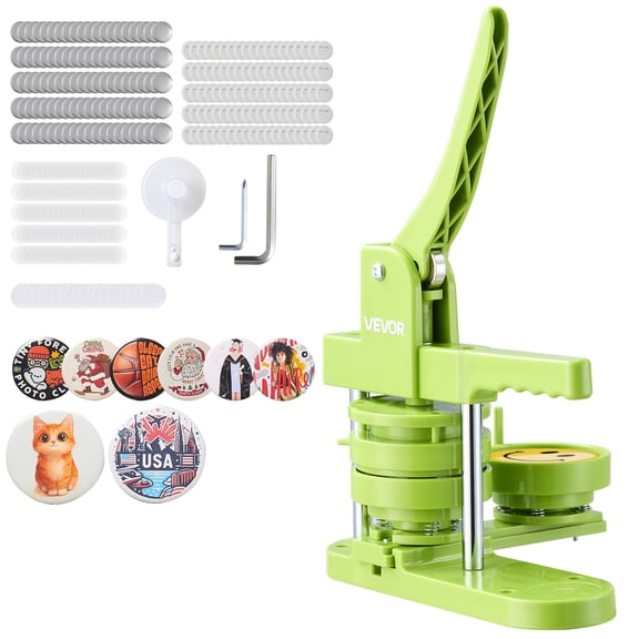 VEVOR Button Maker Machine, 2.95 in, Plastic Pin Maker with 100pcs Button Parts, Mr. Panda Magic Book, Circle Cutter and Hex Wrenches, Reinforced Ergonomic Handle, for DIY Badges, Personalized Pins