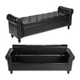 thumbnail image 1 of VEVOR Button-Tufted Storage Ottoman Bench, Rolled Arm PU Leather Bench with Solid Wood Legs, Modern Shoe Benches Seat for Entryway,Upholstered End of Bed Benches for Living Room,Dining Room,Black, 1 of 9