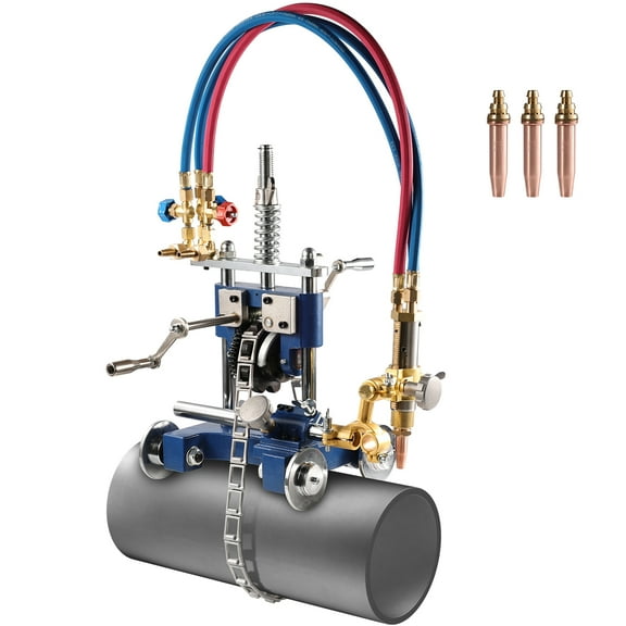 VEVOR CG2-11Y Manual Pipe Cutting Machine, 0.2"-2" Thick Pipe Beveling Machine with 82-in Chain, 0-45 Adjusted Angle Gas Cutting Machine with 3 Tips, Portable Torch Beveling Gas Cutter