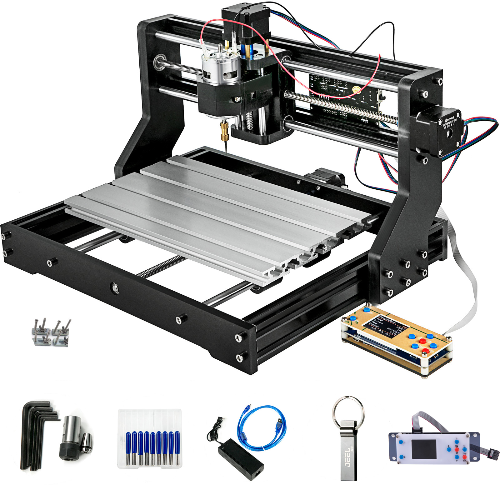 VEVOR CNC 3018-PRO Axis CNC Router Kit GRBL Control with Offline  Controller Plastic Acrylic PCB PVC Wood Carving Milling Engraving Machine  XYZ Working Area 300x180x45mm
