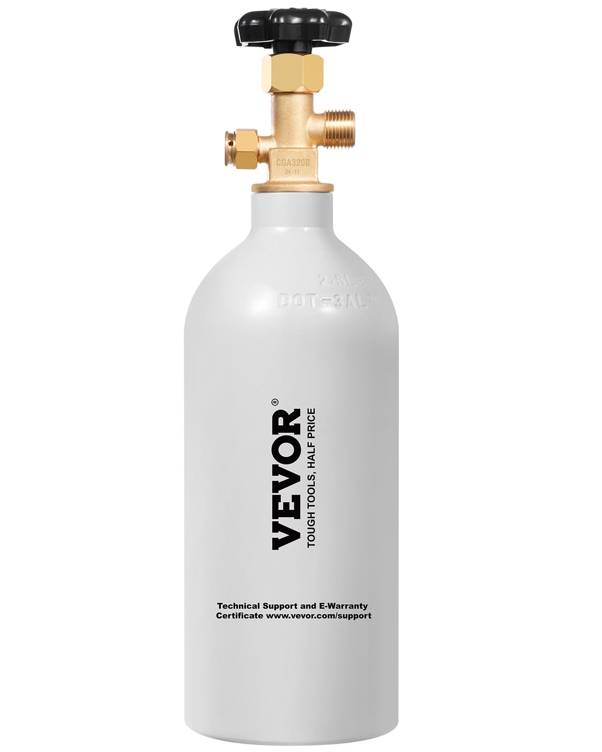VEVOR CO2 Tank, 2.5 lbs New Aluminum Alloy Cylinder, CO2 Air Tank with Light Gray Spray Coating, CGA320 Valve & Adjustable Pressure, DOT Approved Cylinder for Draft Beer Dispensing and Soda Maker