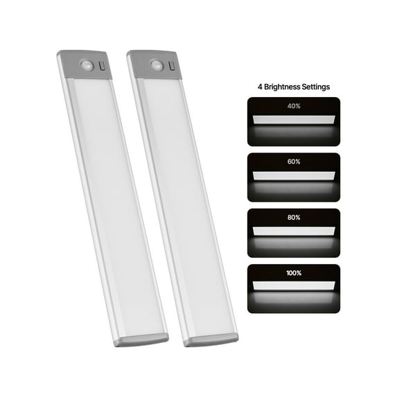 VEVOR Under Cabinet Lighting, 2 PCS, 62 LED Motion Sensor Lights, Rechargeable Battery Operated Closet Lights with Remote Control, Wireless Under Counter Light for Cabinets, Bookshelf, Stair