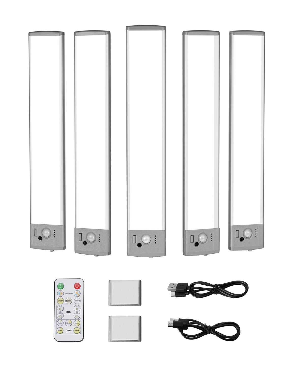 VEVOR Under Cabinet Lighting, 5 PCS, 68 LED Motion Sensor Lights, Rechargeable Battery Operated Closet Lights with Remote Control, Wireless Under Counter Light for Cabinets, Bookshelf, Stair