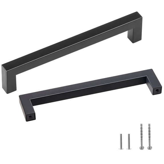 VEVOR Cabinet Pulls Stainless Steel Modern Kitchen Cupboard Door Handles for Kitchen Bathroom Bar Hardware Matte Black 5.03in - 10Pack