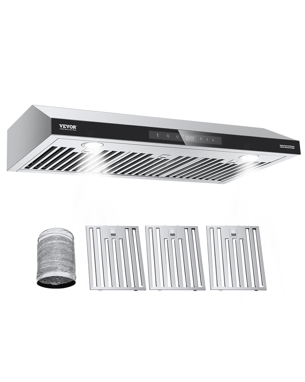 VEVOR Under Cabinet Range Hood, 36 Inch Kitchen Vent Hood, 900CFM Dual Motors Stainless Steel Stove Hood, with Gesture & Touch Control, LED Light, and 4-Speed Exhaust Fan