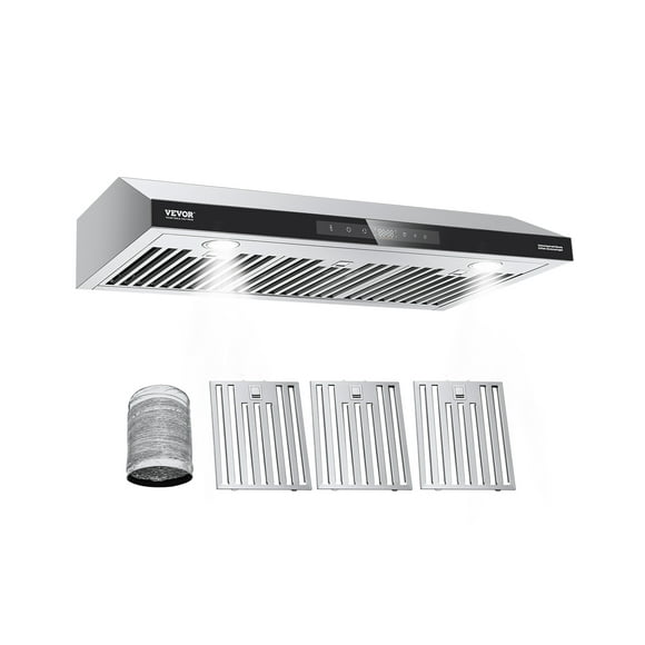 VEVOR Under Cabinet Range Hood, 36 Inch Kitchen Vent Hood, 900CFM Dual Motors Stainless Steel Stove Hood, with Gesture & Touch Control, LED Light, and 4-Speed Exhaust Fan