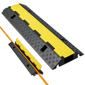 VEVOR Cable Protector Ramp, 22,000 lbs/axle Capacity, 1 Channel Heavy Duty Rubber Cord Hose Wire Cover, 2.76 x 1.97 in Channel, Traffic Speed Bump with Flip-Open Top Cover, for Indoor Outdoor,1 Pack