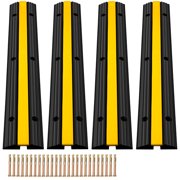 VEVOR Cable Protector Ramp, 4 Packs 1 Channels Speed Bump Hump, Rubber Modular Speed Bump Rated 18000 lbs Load Capacity, Protective Wire Cord Ramp Driveway Rubber Traffic Speed Bumps Cable Protector