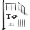 thumbnail image 1 of VEVOR Cable Rail Post Level Deck Stair Post 42 x 0.98 x 1.97" Cable Handrail Post Stainless Steel Brushed Finishing Deck Railing DIY Picket Without Hole Stair Railing Kit with Mount Bracket Black, 1 of 9