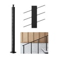 thumbnail image 1 of VEVOR Cable Railing Post, 42x1x2 Inch Stair Railing Post, with Pre-Drilled 30° Angled Holes, Stainless Steel Cable Rail Post with Horizontal and Curved Bracket, 1-Pack, Black, 1JZLGZXHS106VRA3X001V0, 1 of 9
