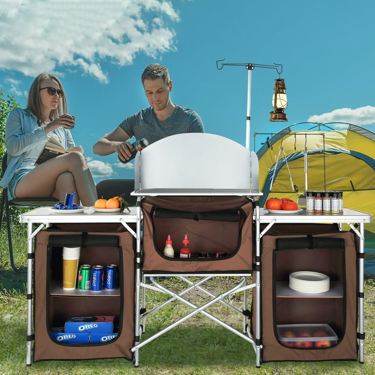 Portable cooking outlet table