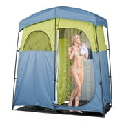 VEVOR Camping Shower Tent, 2-Room Portable Privacy Tent Changing Room with Shower Bag, Ground Stakes, Ropes, Carry Bag, and Support Poles, 150D Oxford Fabric with Silver Coating, for Camping, Fishing