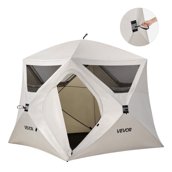 VEVOR Camping Tent, 4 Person Pop Up Instant Cabin Tent with Large Mesh Windows, 60 Seconds Easy Setup, Portable Cabin Hub Tents with Carry Bag for Family Outdoor Camping & Hiking,Upgraded Ventilation