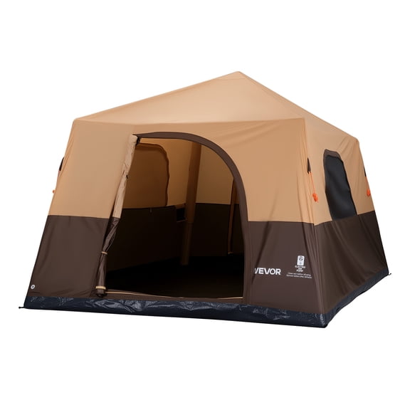 VEVOR Camping Tent, 8 Person Inflatable Cabin Tent with Rechargeable Pump, TPU Air Tube & 4 Large Mesh Windows, Portable Easy Setup Waterproof with Carry Bag for Family Outdoor Camping & Hiking,Beige