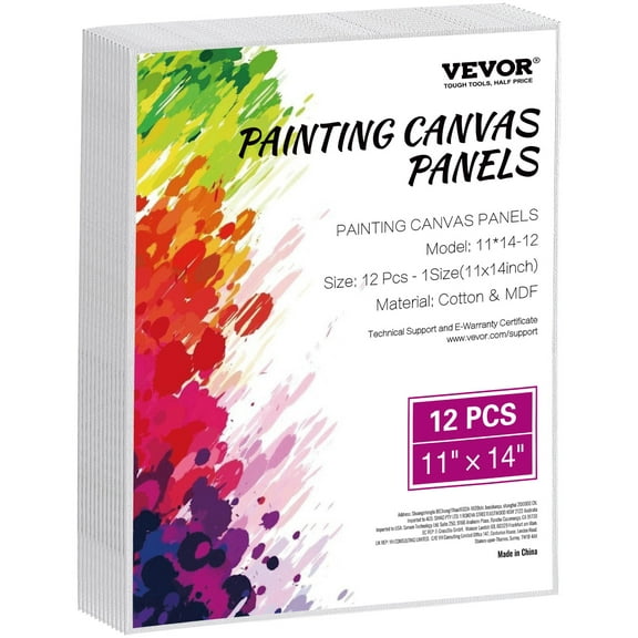 VEVOR Canvas Boards for Painting, 11 x 14 Inch White Canvases for Painting, 12 Pack Painting Canvas Panels for Sketching, Acrylic and Oil Painting, Watercolor, Paint Canvas for Kids and Professionals