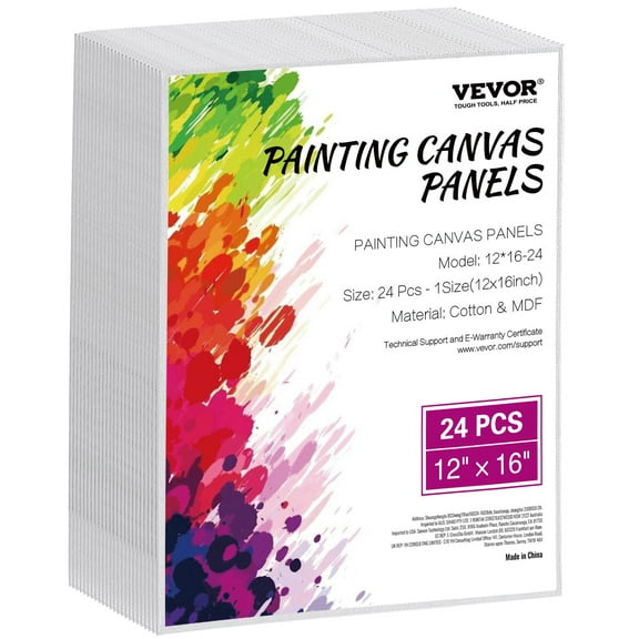 VEVOR Canvas Boards for Painting, 12x16 Inch White Canvases for Painting, 24 Pack Painting Canvas Panels for Sketching, Acrylic and Oil Painting, Watercolor, Paint Canvas for Kids and Professionals