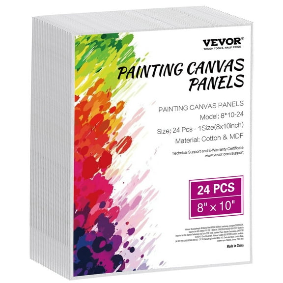 VEVOR Canvas Boards for Painting, 8 x 10 Inch White Canvases for Painting, 24 Pack Painting Canvas Panels for Sketching, Acrylic and Oil Painting, Watercolor, Paint Canvas for Kids and Professionals