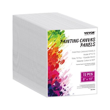 VEVOR 72-Pack 8x10 Inch Canvas Boards - White Painting Panels For Acrylic, Oil & Watercolor