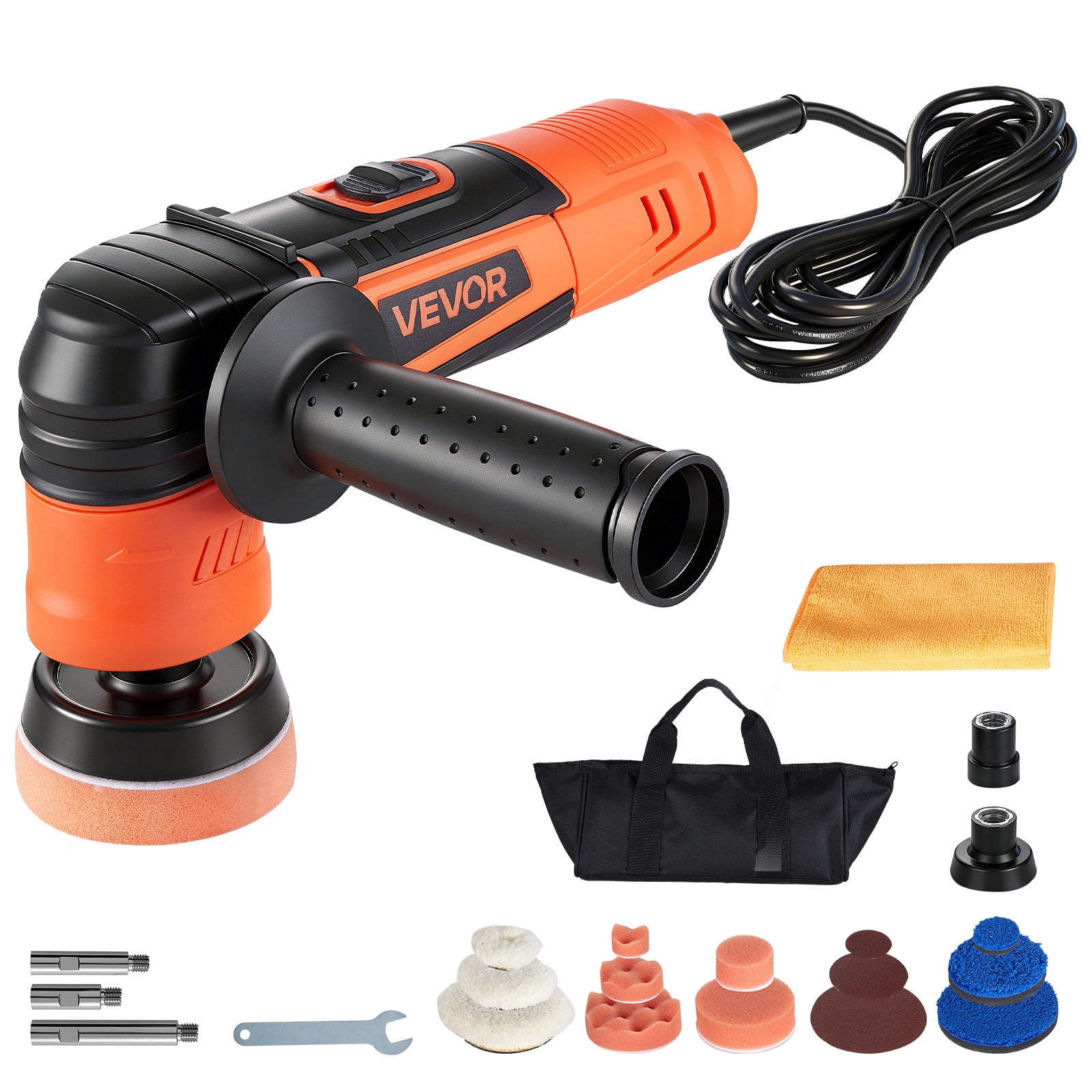 VEVOR Car Buffer Polisher, 1.2"/2"/3" Rotary Polisher Buffer, 600W 6 Variable Speeds 1000-4500RPM Car Polisher Waxer Kit for Cars Detailing, Waxing, Polishing, Scratch Removal