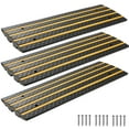 thumbnail image 1 of VEVOR Car Driveway Rubber Curb Ramp, 33069 lbs Load Capacity, 2.6 inch Rise Curbside Bridge Ramp with Yellow Reflective Strips, Suitable for Loading Dock, Warehouse, Garage, Sidewalk (3 Pack), 1 of 9