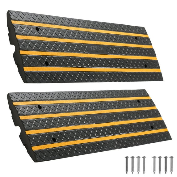 VEVOR rubber curb ramp, 2 pack, black with yellow reflective strips, 48.8 x 16.1 x 2.6 in