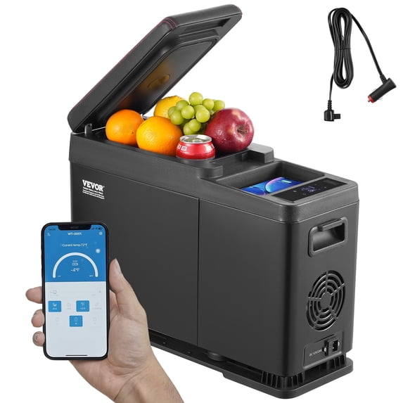 VEVOR Car Refrigerator, 12 Volt Car Armrest Refrigerator Fridge, 8 L Single Zone Portable Freezer, -4℉-68℉ Adjustable Range, 12/24V DC and 100-240V AC Compressor
