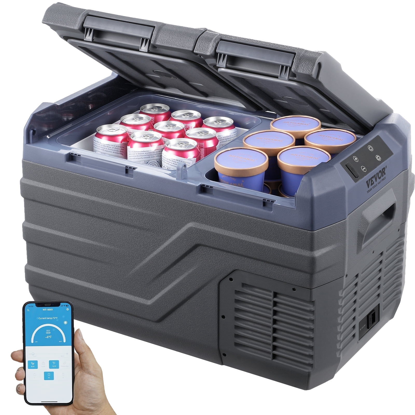 VEVOR Car Refrigerator, 12 Volt Car Refrigerator Fridge, 25 L Dual Zone Portable Freezer, -4℉-68℉ Adjustable Range, 12/24V DC and 100-240V AC Compressor Cooler