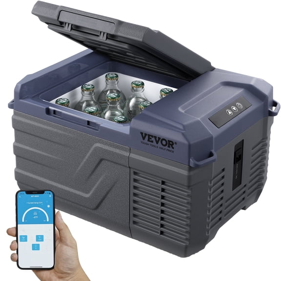 VEVOR Car Refrigerator, 12 Volt Car Refrigerator Fridge, 9 L Single Zone Portable Freezer, -4-68 Adjustable Range, 12/24V DC and 100-240V AC Compressor Cooler for Outdoor, Camping, RV