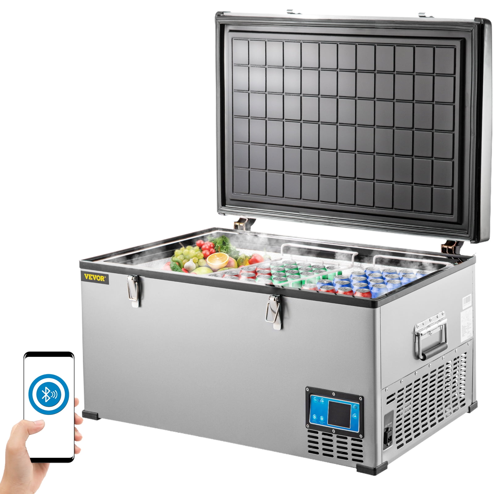 BENTISM Car Refrigerator, 40Qt/38L, 12v Portable Freezer with Dual Zone, 12/24V DC & 110-240V AC Electric Compressor Cooler w/ -4-68 Cooling Range, for Car Truck Vehicle RV Boat Outdoor & Home use