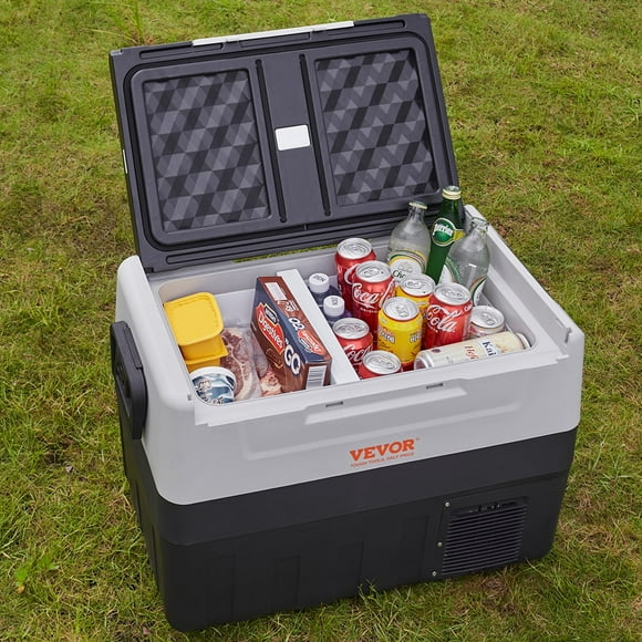 BENTISM Car Refrigerator 48Qt, 12v Portable Freezer with  Dual Zone, 12/24V DC & 110-240V AC Electric Cooler with -4℉-50℉ Cooling Range, for Car Truck Vehicle RV Boat Outdoor & Home Use