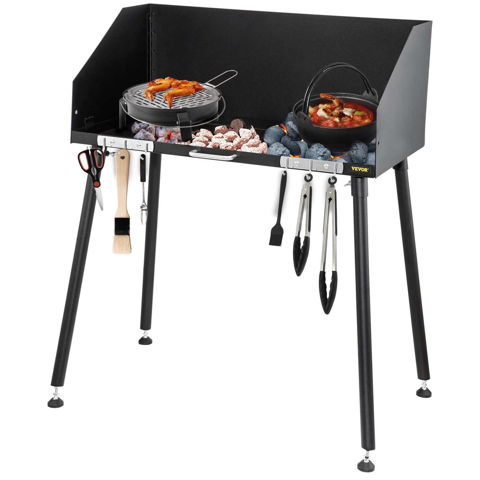 Stanbroil 30 Inch Camp Cooking Table with Foldable Three-Sided Windscreen  and Legs, Perfect for Dutch Oven Cooking with Charcoal Briquettes and Food