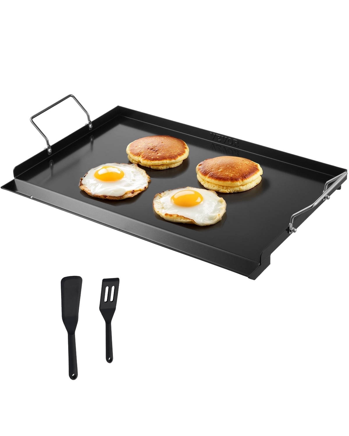 VEVOR Carbon Steel Griddle, 24x16 inch Universal Flat Top Rectangular Plate, Gas Grill Griddle for BBQ Grill, Teppanyaki, Portable Family Cookware with Handle, for Camping Tailgating Party