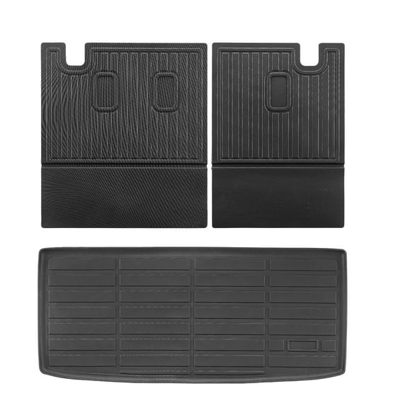 VEVOR Cargo Mats Compatible with 2016-2022 & 2023-2024 Honda Pilot, Custom Fit TPE Cargo Liner Set for SUVs, Trunk and Back Seat Protector Replacement, Black, Trunk Mat and Backrest Mats