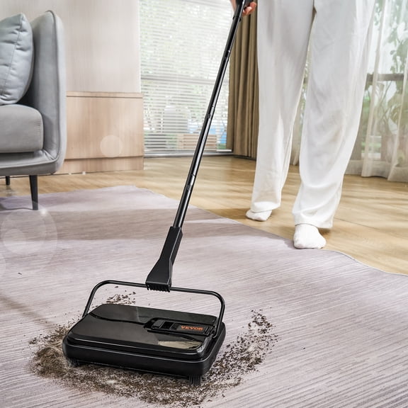 VEVOR Carpet Sweeper, 7.87 in Sweeping Paths, Floor Sweeper Manual Non Electric, 300 ml Dustbin Capacity with Comb for Home Office Rugs Hardwood Surfaces Wood Floors Laminate, Cleans Dust Pet Hair