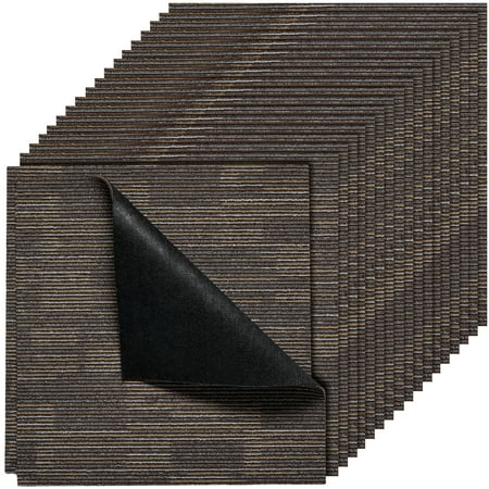 VEVOR Carpet Tiles Reusable 24x24 inch, 24 PCS Modular Carpet Square Rug, Commercial Floor Soft Padded for Seamless Cover 96sq.ft, Easy DIY for Living Room Bedroom Office Indoor,Gray & Brown