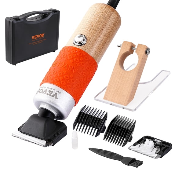 VEVOR Carpet Trimmer with Shearing Guide, 200W Electric Speed Adjustable Rug Carver, Wooden Handle Carpet Carving Clippers, Tufting Shears with 2 Blades, for Handmade Rug Cleaning and Tufted Rug