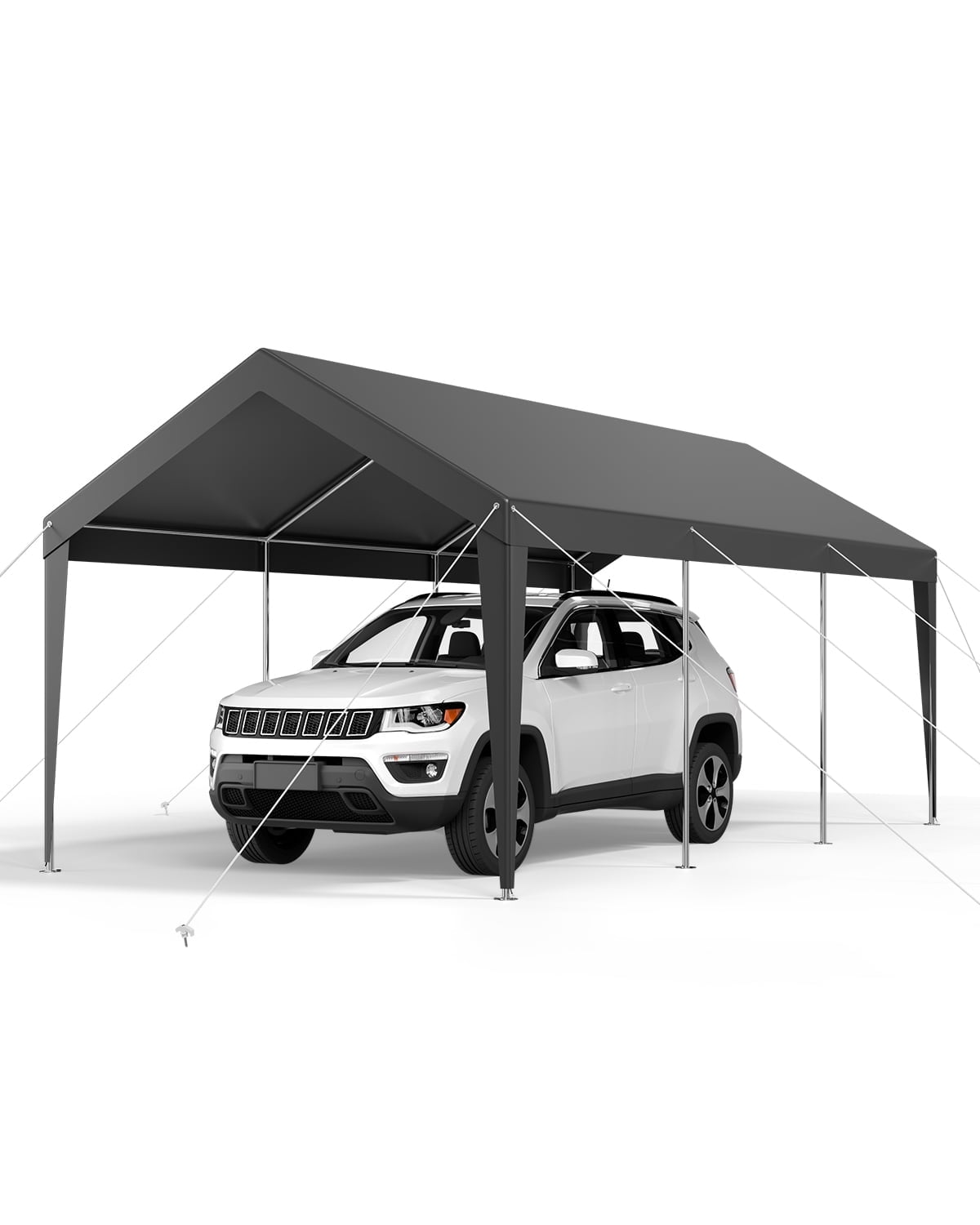 VEVOR Carport, 10 x 20 FT Outdoor Car Canopy, Potable Carport, Heavy Duty Galvanized Car Shelter, UV-Resistant & Water-Resistant, All-Season Protection, Storage Shed for Car Boat Motorcycle Grey