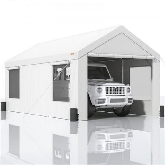 VEVOR Carport Canopy Car Canopy with Sidewalls and Windows 10x20ft or 12x20ft 10x20FT - White