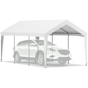 VEVOR Carport Car Canopy 10 x 20 ft , Heavy Duty Garage Shelter with 8 Legs, Car Garage Tent for Outdoor Party, Birthday, Garden, Boats, Adjustable Peak Height from 8.3 ft to 10 ft, White
