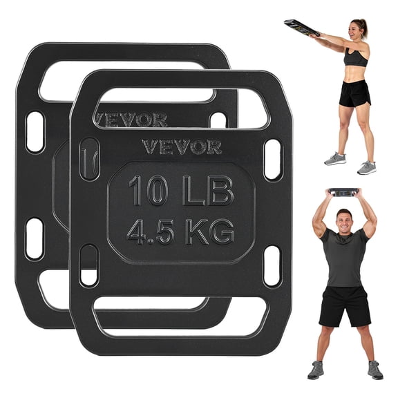 VEVOR Cast Iron Ruck Weights for Backpack, 10LB Pair Ruck Plate, Weight Plate with Smooth Handle, Textured Finish for Rucking, Hiking, Swings, Strength Training, Weightlifting, Fitness Workout