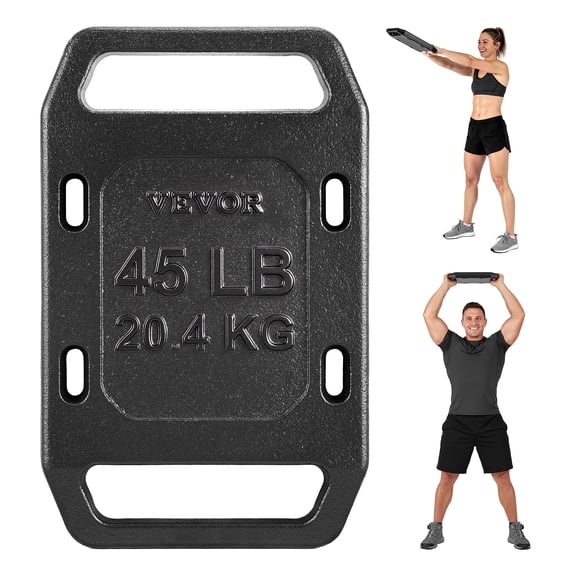VEVOR Cast Iron Ruck Weights for Backpack, 45LB Single Ruck Plate, Weight Plate with Smooth Handle, Textured Finish for Rucking, Hiking, Swings, Strength Training, Weightlifting, Fitness Workout