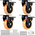 thumbnail image 1 of VEVOR Caster Wheels, 4-inch Swivel Plate Casters, Set of 4, with Security A/B Locking No Noise PVC Wheels, Heavy Duty 350 lbs Load Capacity Per Caster, Non-Marking Wheels for Cart Furniture Workbench, 1 of 9