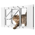 thumbnail image 1 of VEVOR Cat Door for Window, Adjustable to Fit Window Width 27"-32", 4 Secure Lock Modes, Aluminum Frame and High-Transparency Glass, Magnetic Closure, Weatherproof Quick-Fit Pet Door for Cats, White, 1 of 9