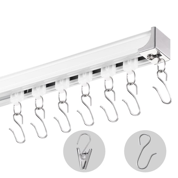 VEVOR Ceiling Curtain Track Set, 11.8 FT/3.6 Meter, Sliding Ceiling Track System for Curtains, Room Divider Curtain Track Ceiling/Wall Mountedfor Living Room Bedroom with Hooks and Hardware, White