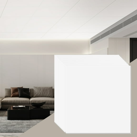 VEVOR Ceiling Tiles, 12-Pack 24 x 24 in, Drop Ceiling Tiles Premium PVC Foam Sheet, Fire-Rated & Good Flexibility & Easy Installation, Ceiling Covering for Home/Office Decoration, Smooth White