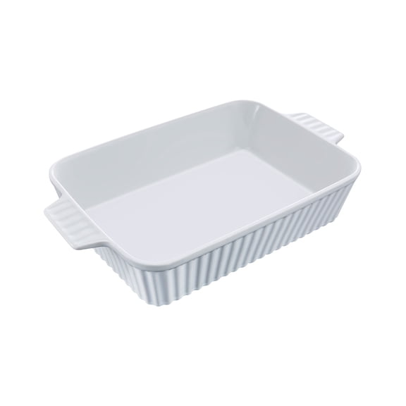 VEVOR Ceramic Baking Dish, Large 9" x 13" Pan, Rectangular Bakeware with Double Handles, Oven Secure, Lasagna Pan, Casserole Dish Deep for Baking and Serving, Thanksgiving & Christmas Present, White
