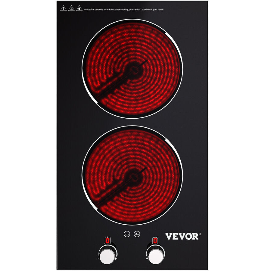 VEVOR Ceramic Cooktop with Radiant Cooktop Knob and 2 Burners