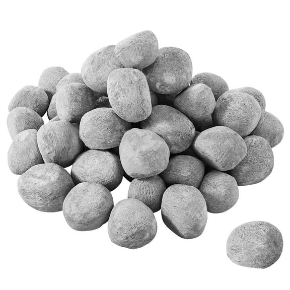 VEVOR Ceramic Fire Pebble Stones, 1-2 inch 48 Pcs Lava Rocks, Reusable Fire Pit Stones Indoor and Outdoor Use, Decorative Firepit Rocks for Propane/Gas Fireplace, Stove, Courtyard, Camping